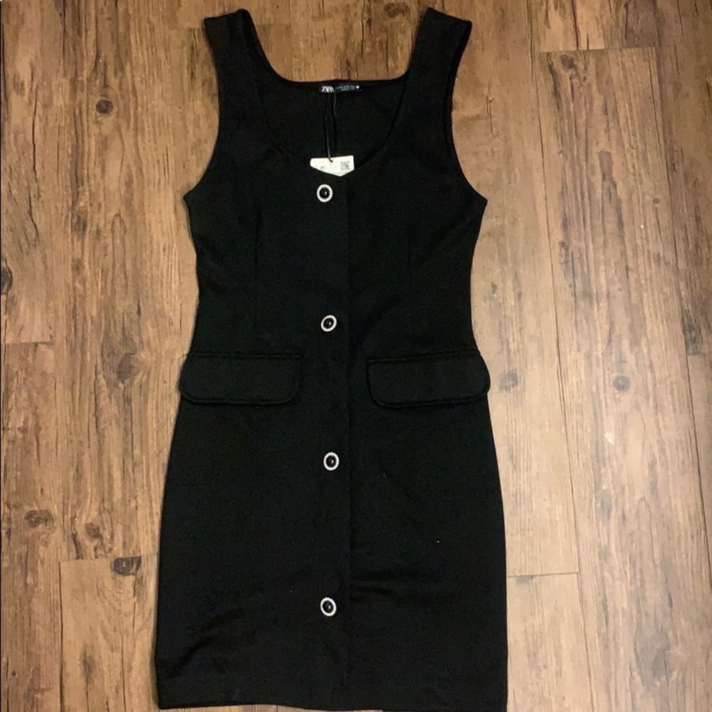 Black Zara Dress w/t embellished buttons